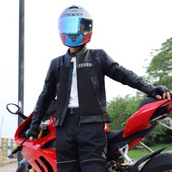 FEHER Motorcycle Cycling Jersey Men's Spring Summer Breathable Mesh Cowhide Jacket Motorcycle Jersey