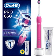 Oral-B Battery Powered Pro 650 Pink Electric Toothbrush + 1 Bonus Toothpaste