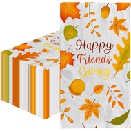 100Pcs Serbet Happy Friendsgiving 7.9x4.4 Inci Set Serbet Minuman Bermusim untuk Musim Panen dan Hia