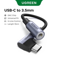 UGREEN Hi-FIi USB-C to 3.5mm Audio Adapter Cable (90° Angled Plug) - 96kHz/24bit DAC, Aluminum Alloy