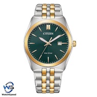 Citizen Eco-Drive BM7339-89X BM7339-89 Classic Corso Green Analog Two Tone Gold Band Watch