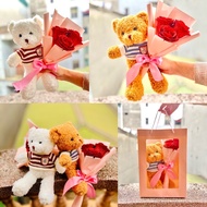 [HN EXPRESS] - Bear and Flower Set with Bag and Card - March 8 Gift - Birthday