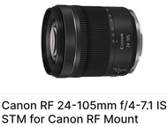 全新 Canon RF 24-105mm f4-7.1 IS STM (拆 Kit RF-Mount 輕巧小天涯鏡) - 全新水貨
