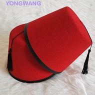 YONGWANG Felt Fez Cap, Round Moroccan Hat Tarboosh Fez Hat, Costume Accessories Red Color Breathable