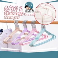 DenDen 5/10Pcs Hanger Premium Stainless Steel Clothes Anti-Slip High Quality Space Saver Thin Hangin