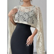 Women's Outer lace cape brocade MF444 length 35cm