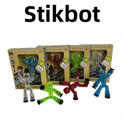 5-10Pieces Random Color Stikbot Screen Animation Toys Shed Dolls with Sucker DIY Creat Sticky Robot 