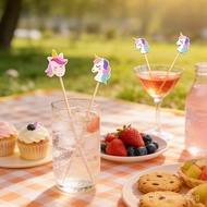 Cute and Creative Unicorn Bamboo Skewers100Support/Pack of disposable fruit skewers, cake and desser