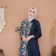 Tunik wanita terbaru 2021 kekinian atasan kerja batik modern kombinasi lengan panjang terbaru