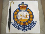 港英殖民地 - 歷史文物 - 絕佳藏品 - 皇家香港警察 - 大型警隊旗幟 - 彩色警隊徽章 - 正宗羽紗物料製造 (請參考圖四及五- 可見徽章部份是裁剪後再加工於旗幟之正中部份) - 超級大型呎吋 
