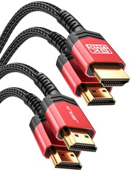 JSAUX 8K HDMI Cable 2.1 6FT 2-Pack 48Gbps 8K & 4K Ultra High Speed Cord (8K@60Hz 7680x4320, 4K@120Hz