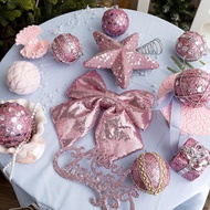 Christmas Ball Decoration 8CM Pink Foam Ball Pendant Ins Christmas Tree Decoration Pink Hanging Ball