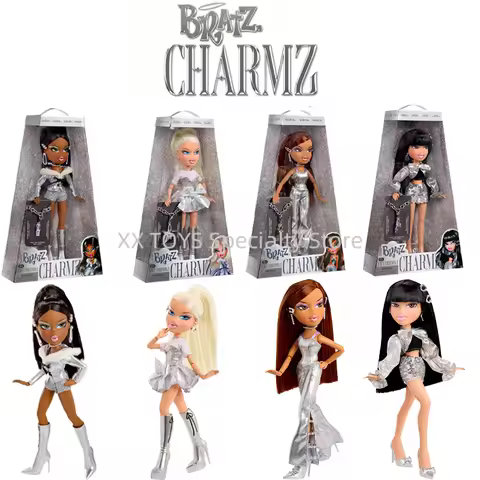 Original Bratz Charmz Fashion Dolls Metallic Silver Collection: Sasha Cloe Yasmin Jade Collectible C