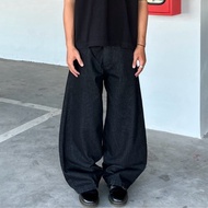 Men's Raw Denim Baggy Barrel Jeans StreetStyle Pants Raw Denim Jeans