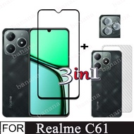 Realme C61 Tempered Glass Screen Protector For Realme C60 C65 5G C61 C63 C67 C51 C53 4G 3 in 1 Full 