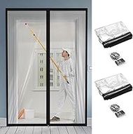 Amylove 2 Pack 48 x 87 Inch Dust Barrier Zipper Door Kit Construction Reusable Plastic Zip Curtain C