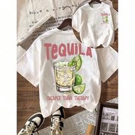 TEQUILA Cocktail Summer Club T-Shirt Women Casual Round Neck Short Sleeve T-Shirt