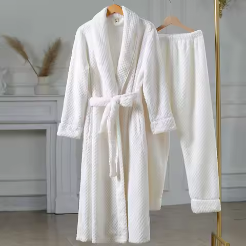 Flannel Soft Comfortable Warm Multicolored Couple's Pajamas and Pajama Pants Set Home Nightgown for 