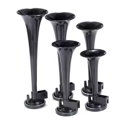 Black 5-Trumpet Air Horn Compressor Universal 12V 125dB DIXIE Musical Air Horn Dukes of Hazzard Gene