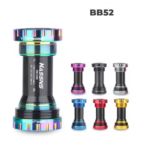 HASSNS Threaded Bike Bottom Bracket, Black/Red/Blue/Purple/Titanium color/Gold/Dazzle BB52 68/73mm M