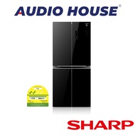 SHARP SJ-VX40PG-BK  401L 4 DOOR FRIDGE  COLOUR: BLACK  ENERGY LABEL: 2 TICKS **2 YEARS WARRANTY BY S