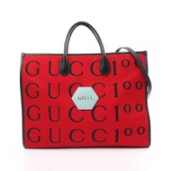 【日本直送】 GUCCI GUCCI 大號 手包 托特包 羊毛 皮革 紅色 黑色 兩用款 100週年限量版