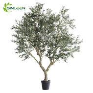 Artificial Faux Green Big Modern Bonsai Fake Plants Plastic Decor Potted Large Detachable Olive Tree