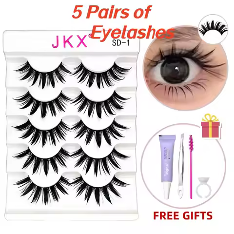 5 Pairs of False Eyelashes With 1set Free Makeup Item Lash Cluster Lash Extension Fake Eyelashes Dai