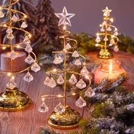 LED Christmas Tree Table Lamp Battery Power Crystal Desk Decor Light Living Room Table Lights