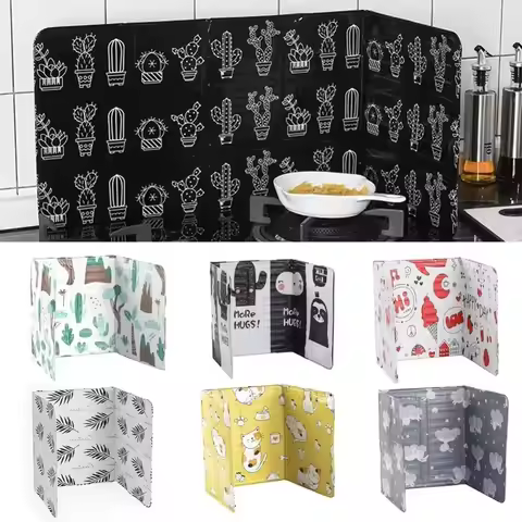 Foldable Gas Stove Oil Baffle Anti Splatter Heat-resistant Kitchen Cooking Oil Baffle Aluminum Foil 