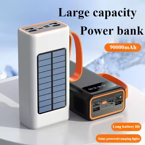 90000mAh Large Capacity Portable Power Bank with Solar or Camping Light Function Fast Charging Exter