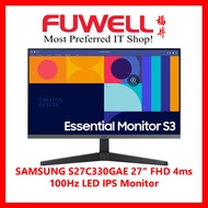 FUWELL- SAMSUNG S27C330GAE 27" FHD 4ms 100Hz LED IPS Monitor [3 Years Local On-Site Warranty]