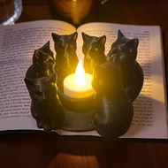 Decoration Home 6 Pieces Sitting Kitten Black Cat Ring Candle Holder 3d Printing Ornaments A5J8