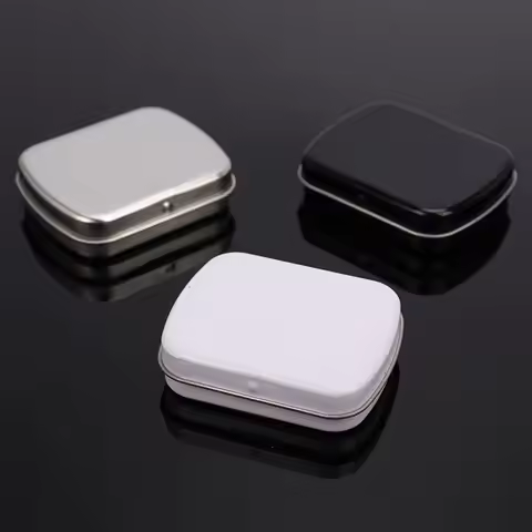 Multifunctional Small Empty Metal Silver Black Flip Storage Box Case Organizer For Key Candy Storage