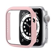 {包郵, 360°貼套2合1}iWatch 7 Case with Tempered Glass Screen Protector for Apple Watch Series 7 45mm Slim Guard Bumper Full Coverage Hard PC Protective Cover HD Ultra-Thin Cover for iWatch 45mm Accessories, Pink Free Shipping 蘋果手錶7代360度全保護貼保護套 粉色