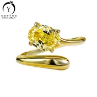 Ins Ice Flower Sterling Silver High Carbon Diamond Live Mouth Yellow Diamond S9252.8ct New Style Jew