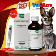 60ml VetMate Papi Broncure Free 3cc Syringe Pet Supplement All Stages Adult Kitten Puppy Cat Dog