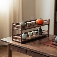 South American Teapot Rack Storage Rack Double-Layer Teapot Rack Organizer Kung Fu Tea Set Walnut Bl
