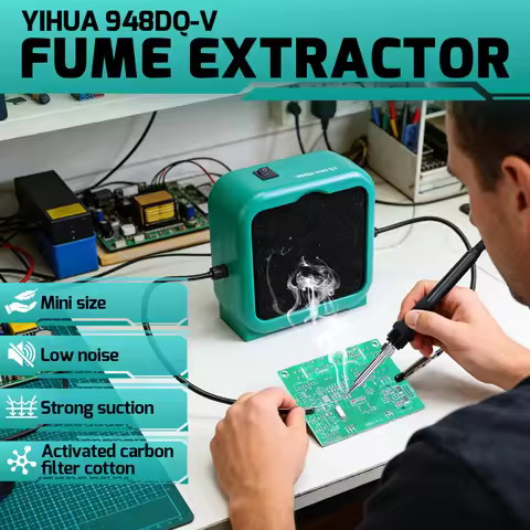 YIHUA 948DQ-V Soldering Fume Extractor Filter Smoke with 2 Helping Hands Min Filtration for Solderin