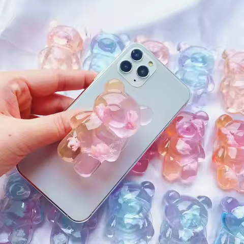 3D Cute Bear Grip Tok Finger Phone Holder for IPhone 13 12 Samsung Foldable Support Telephone Gripto