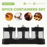 Glass Storage Jars Spice Containers Set with Stainless Steel Lids and Spoons for Sugar Serving Salt 