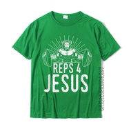 Funny Reps 4 Jesus Gym Weightlifting T-Shirt Comics T Shirt For Men Cotton T Shirts Custom Classic