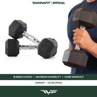 MIDEOFU WANNAFIT Dumbbell Hexagon 2.5kg | Dumbbells Hexagonal Dumbbells 2.5 Kg Kilogram Iron | Weigh