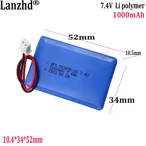 7.4v polymer battery With XH2.54 1000mAh For digital camera metal detector Beauty instrument GPS loc