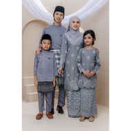 WALINONG SARI GREY | SET FAMILY GREY | KURUNG MODEN SONGKET | BAJU SEDONDON |SET IBU ANAK | HABIBI B