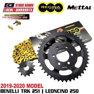 BENELLI TRK251 / LEONCINO 250 Full Set Regina Chain 520 Metal Sprocket Kit Black Rear Sprocket Sets
