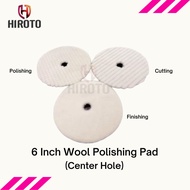 HIROTO 6 Inch Wool Polishing Pad (Center Hole) | Cutting | Polishing | Finishing Pad