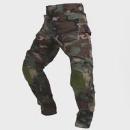 กางเกงยุทธวิธี + แผ่น Casual หลายกระเป๋า COMBAT Cargo เข่า Pads Multicam CP Camo ทหารทํางานกางเกงล่า