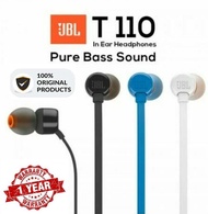 Original JBL T110 In Ear Earphone With 3.5mm Microphone Jack Wired Harman Gaming Headset Control Pure Sound Bass Earbuds For ios Huawei/Xiaomi/oppo/vivo/Samsung Tablet Computer