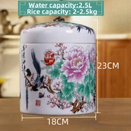 Ceramic rice  dispenser Pot 2.5kg 5kg  7.5kilos Rice Bucket rice keeper Sealed jar with Lid Rice Sto